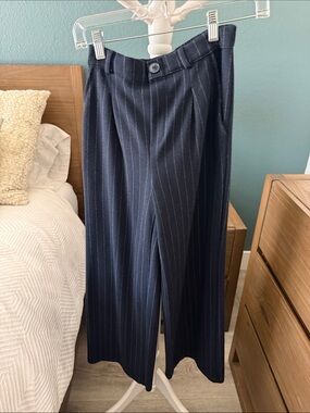 Zara Kids Navy Pinstripe Wide Leg Trousers